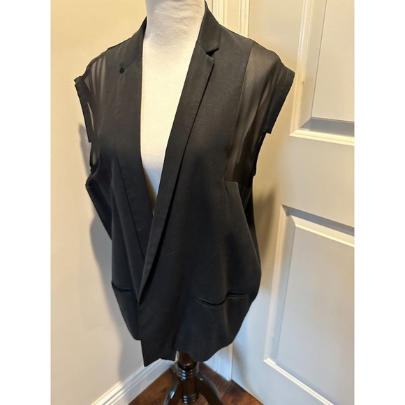 NWOT ALLSAINTS Oversized Open Front Black Vest SZ 8 - Picture 3 of 4